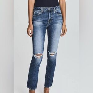 NWT AG Faye Mid-Rise Cigarette Distressed Jeans.